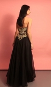 Артемида-06 элегантное черное платье с золотым корсетом фото